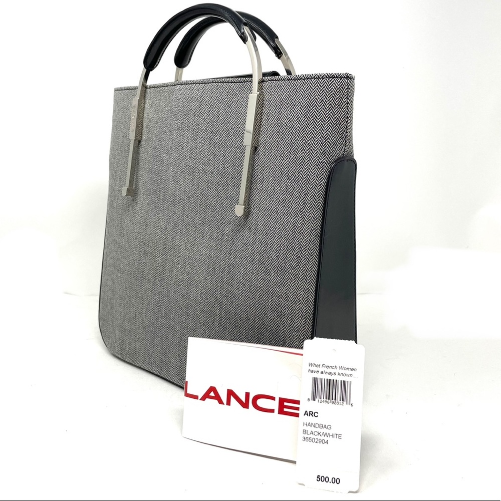 LANCEL tweed and leather tote purse, made Italy, NWT